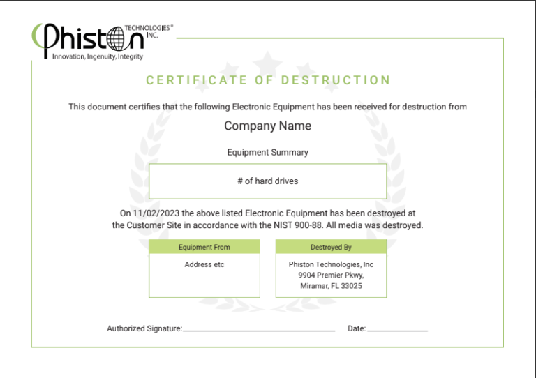 Certificate-of-destruction